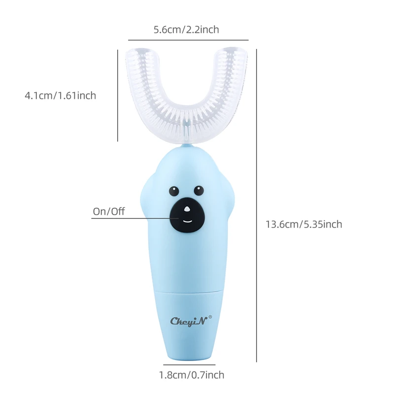 

Automatic Electric Toothbrush for Child U Shaped Food Grade Silicone Toothbrush Waterproof Teeth Cleaner 3-12 Year Old Oral Care