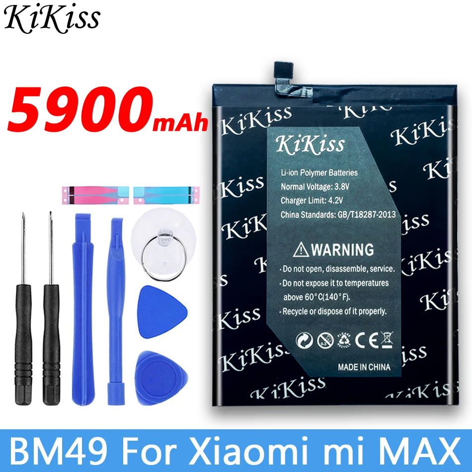 Оригинальный аккумулятор KiKiss BM49 для Xiaomi Mi Max батареи 5900 мАч Max|Аккумуляторы
