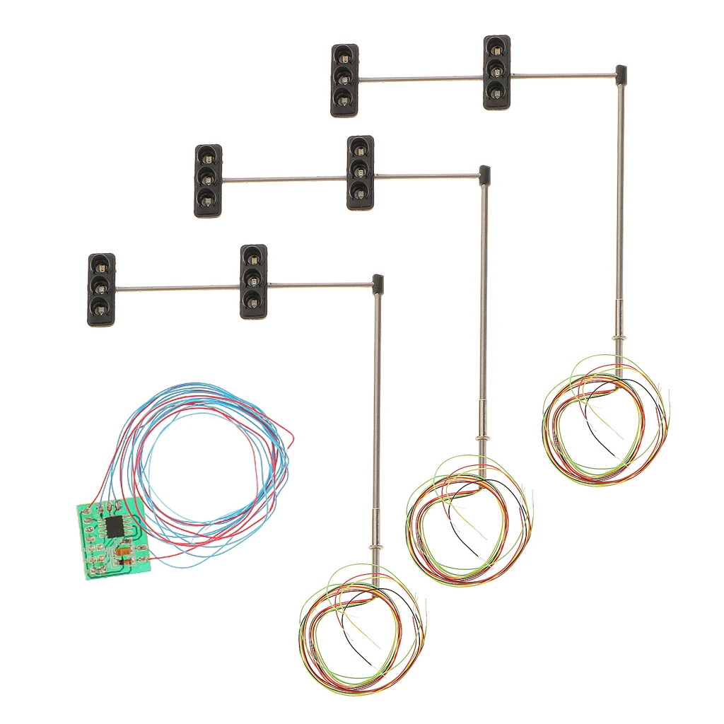 

3x Model Train Diorama LED 3-Light 70mm Metal Traffic Signal Lights 5-6V 4#