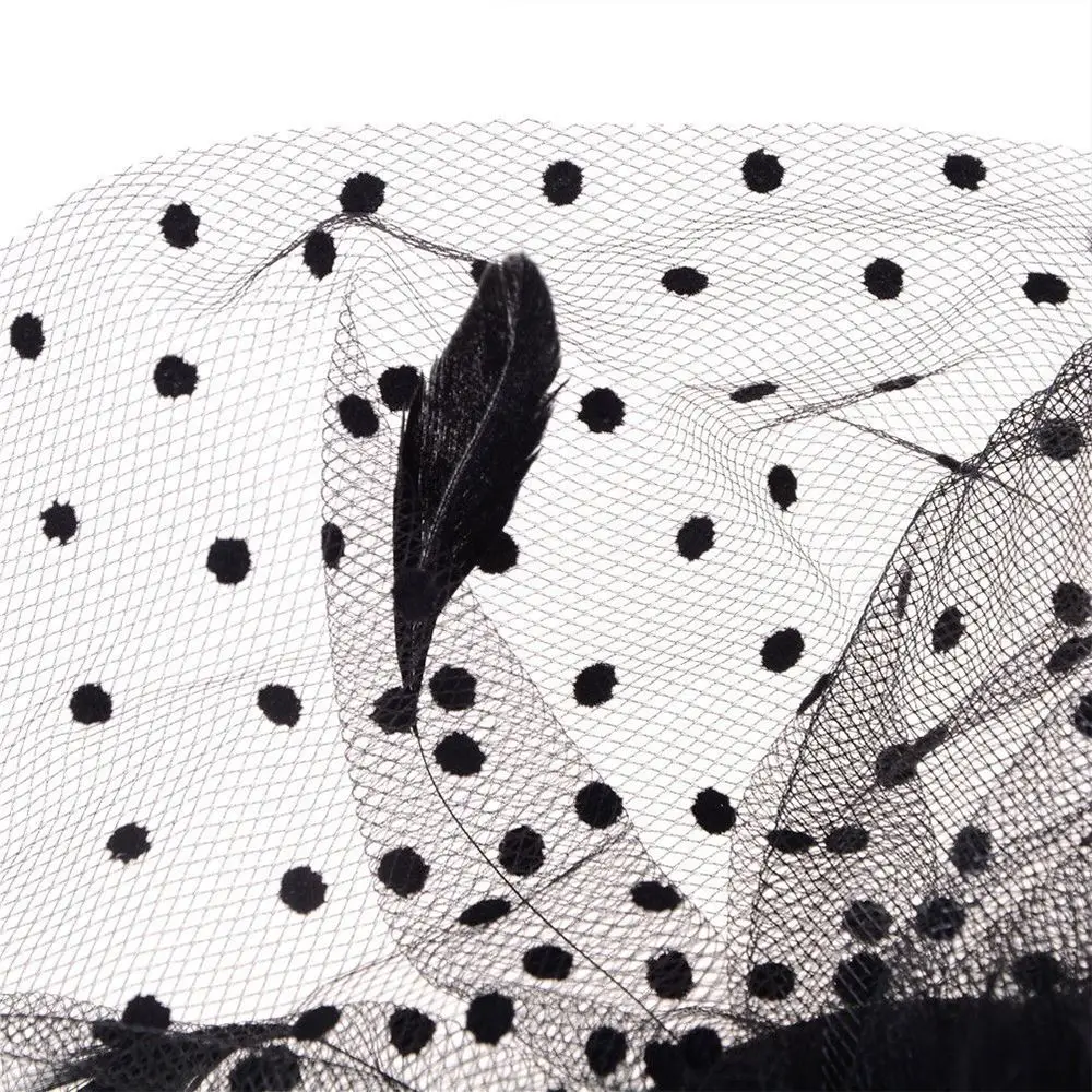 Заколка для волос женская элегантная сетчатая Коктейльная шляпа с черными