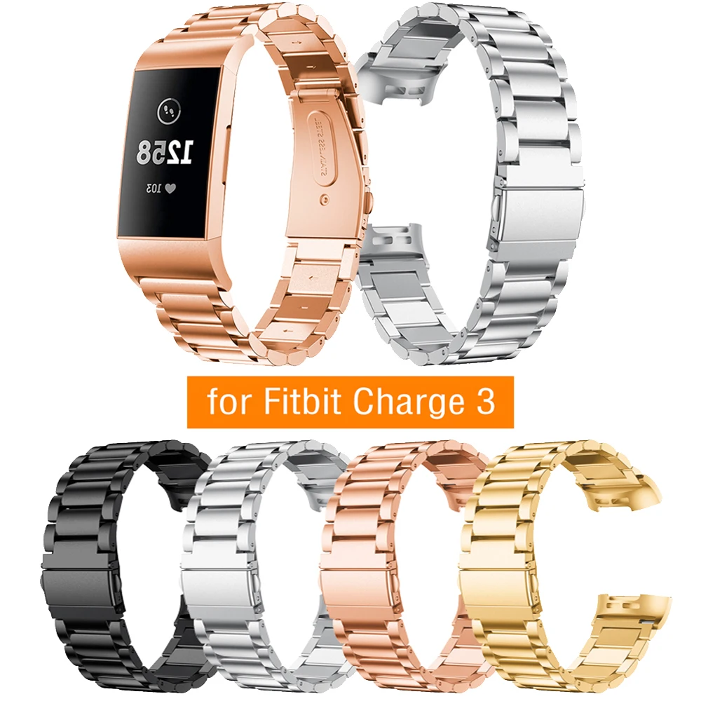 2020 металлический ремешок для Fitbit Charge 3 Band Смарт часы браслет из нержавеющей стали