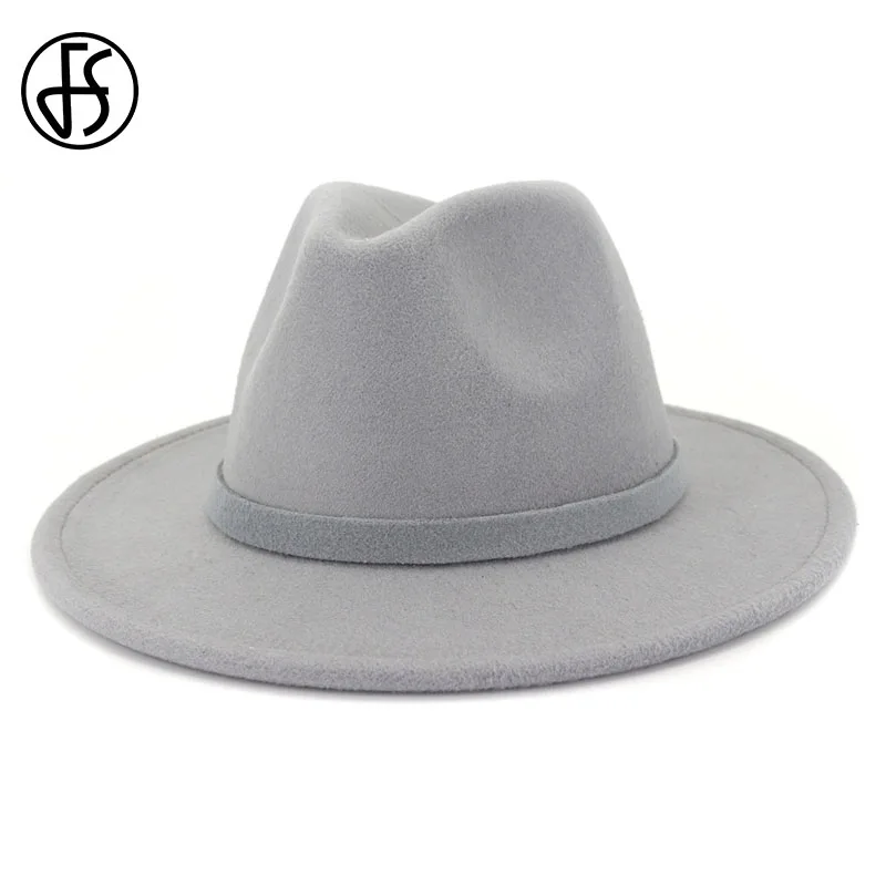 Шляпа-федора FS для мужчин и женщин шерстяная шляпа в британском стиле с широкими