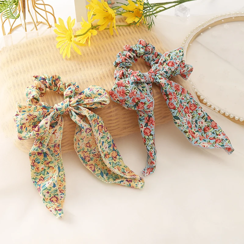 

Fashion Chiffon Streamers Ponytail Tassel Hair Ring Ribbon Elastic Rope Women Hair Bow Ties Scrunchies Hairbands Spring Hairpin