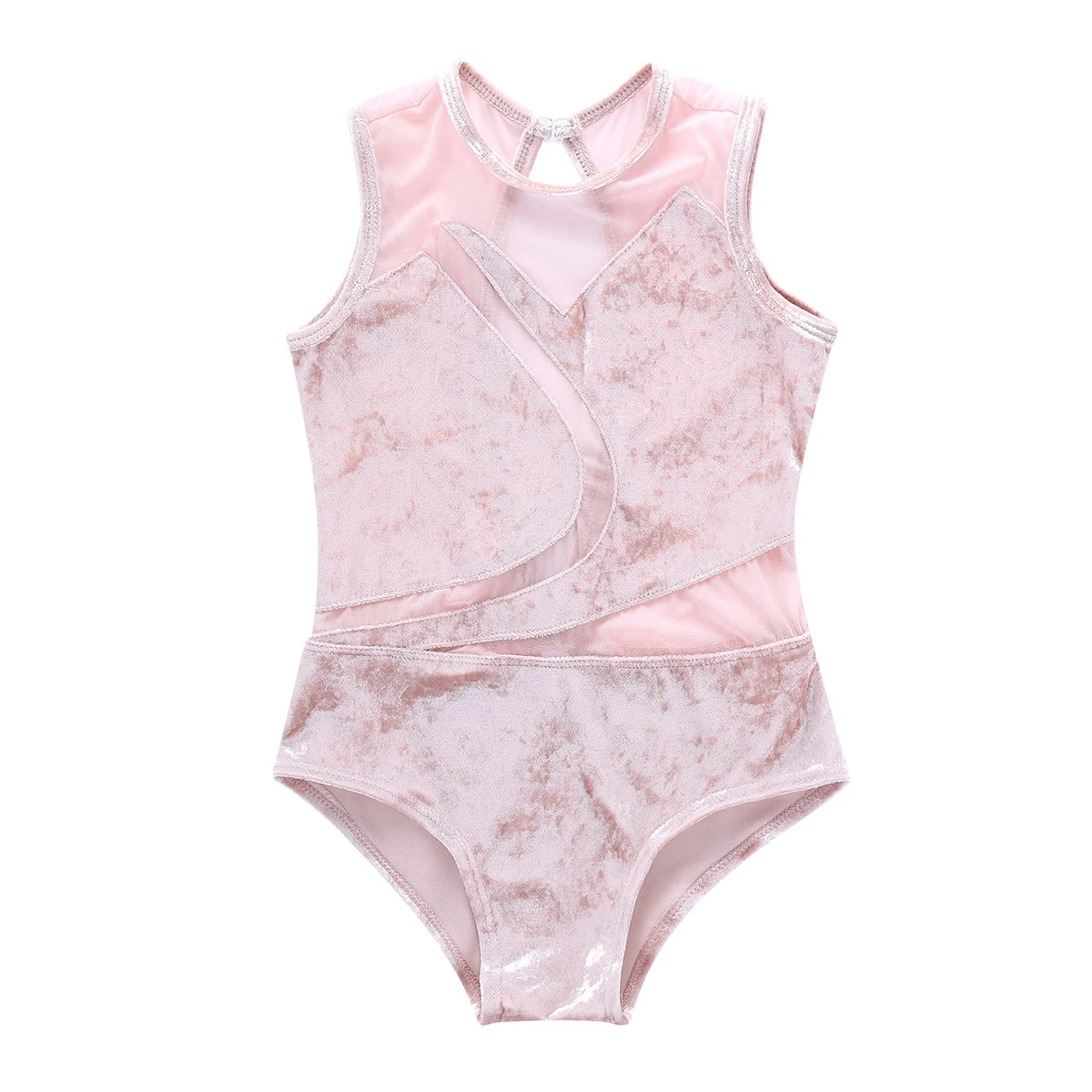 Girls Gymnastics Ballet Leotards Dance Kids Dancewear Clothing Sleeveless Pleuche Mesh Splice Cutout Back Dress | Детская одежда и
