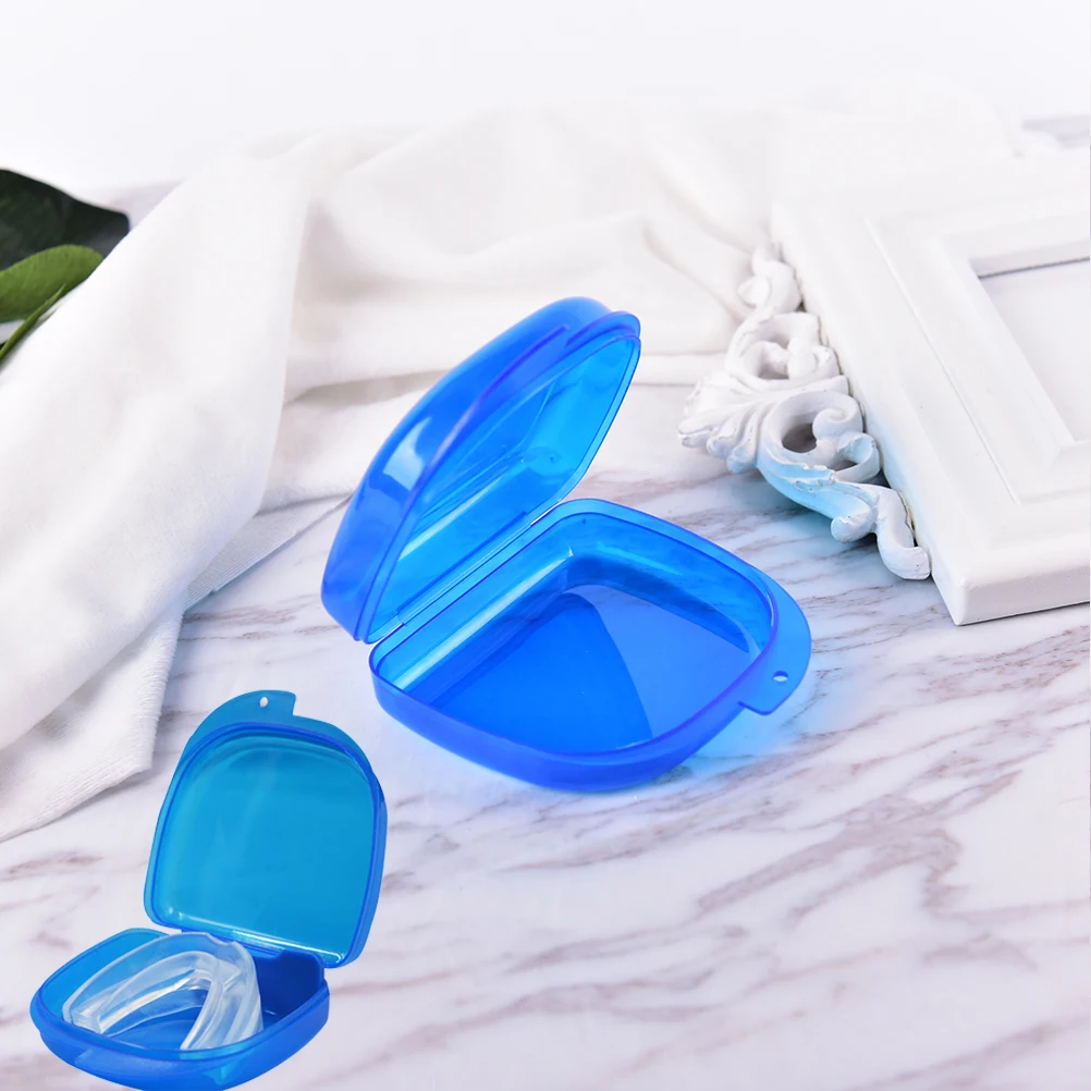 

Plastic Denture Tray Box Orthodontic Dental Retainer Storage Boxes Case Teeth Container Denture Bins 8.5 * 8 * 3cm Blue