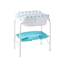 2 in 1 baby diaper changing table with wheels white %e2%80%93 portable nursery station bathtub combo