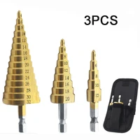 4 32mm hss straight groove step drill bit titanium coated wood metal hole cutter core drilling set for woodworking tools