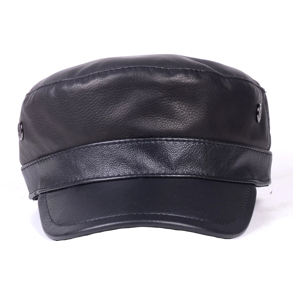 Women's Men's Real Leather Calf Skin Adjustable Military Beret Service Cap Newsboy jazz/Navy/flat/Army Caps/Hats | Аксессуары