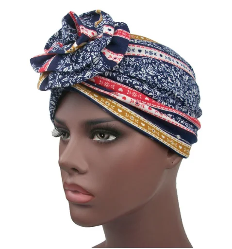 

Muslim Women Turban African Pattern Knot Headwrap Fashion Warm Bandana Hats Hair Scarf Accesorios Para El Cabello