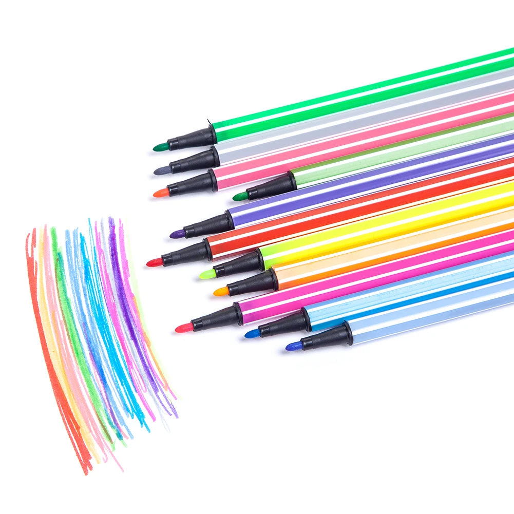 

12/18/24/36 Color watercolor pen bucket washable crayons painting children graffiti brush set school supplies stationery