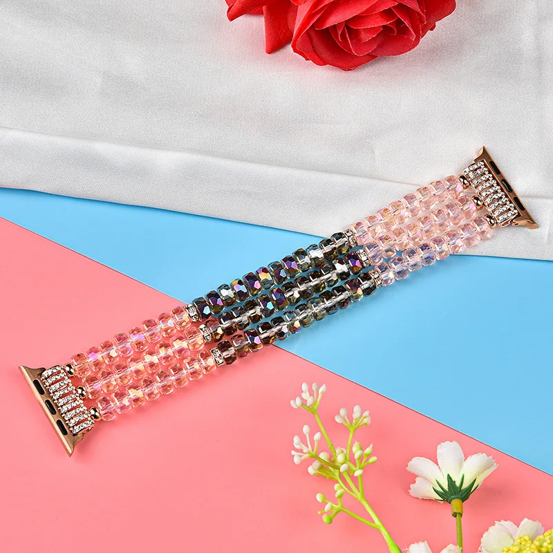 

Bling Pearl Strap for Apple Watch Band Series 6 SE 5 4 3 Jewelry Crystal Bracelet for IWatch 38/40mm/42/44mm Watch Band
