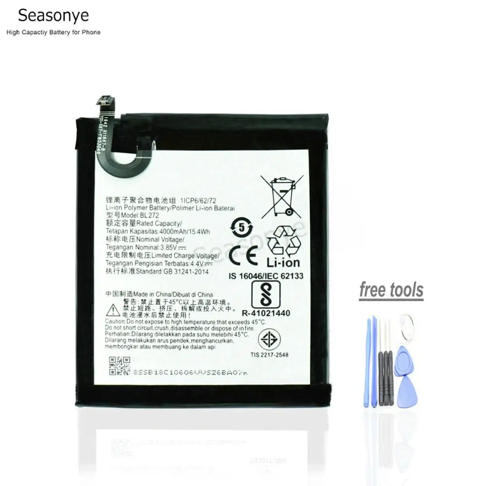 Запасная батарея для телефона Seasonye 4000 мАч/Вт/ч BL272 + отвертка Lenovo Vibe K6 Power XT1662 K33A42