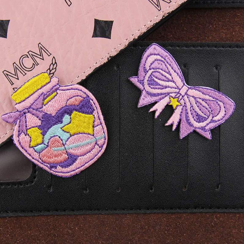 Вышивка в виде пурпурной бутылки Приклеивание утюгом патчи для детской шляпы