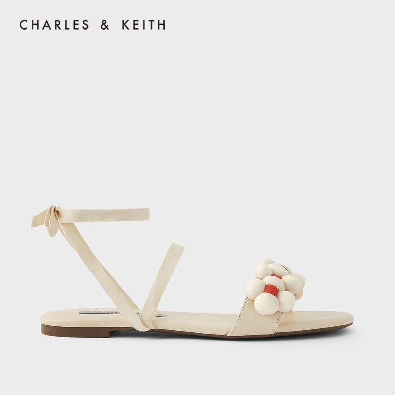 CHARLES＆KEITHНовинка на летом 2021 CK1-70900275 Дамы цветок украшены  ремешками с открытым носком сандалии - купить по выгодной цене | AliExpress