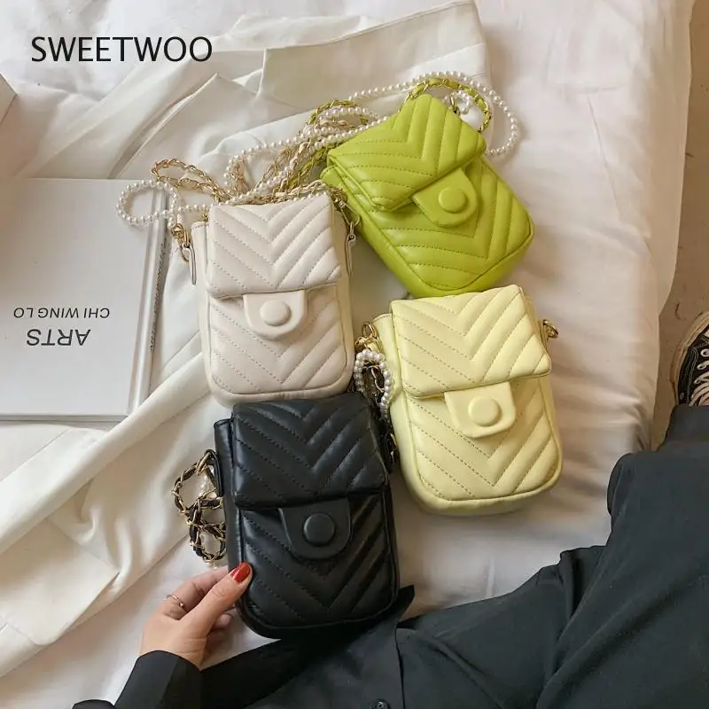 

Female bag rhombic chain pearl mobile phone bag fashion all-match mini shoulder messenger bag