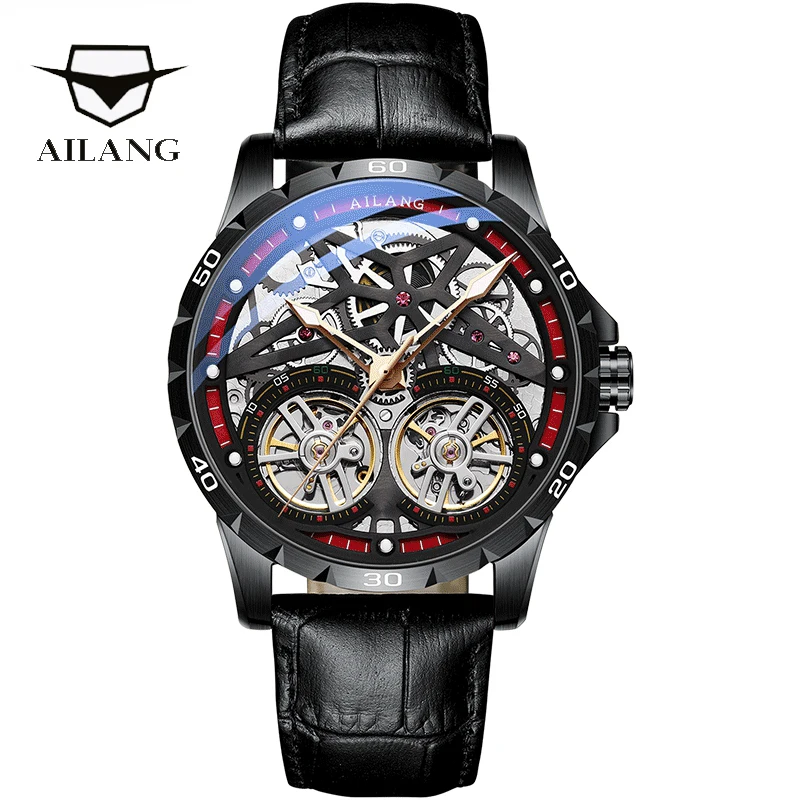 

AILANG 2021 Luxury Men Mechanical Wristwatch Double Tourbillon Automatic Watch Top Brand Hollow-out Machine Chronograph Watches