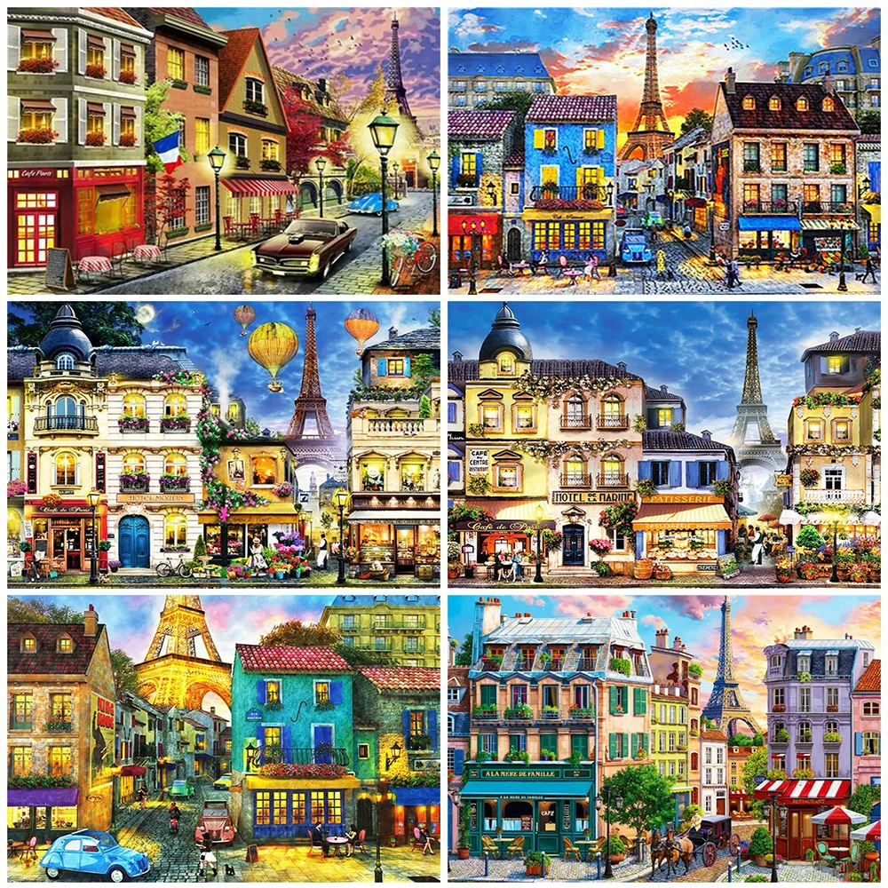 

HUACAN Diamond Painting Town Full Square Round Drill Cross Stitch 5D Diamond Embroidery Landscape Mosaic House Home Decoration