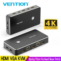 vention hdmi kvm switch 2 port 4k usb switch kvm vga switcher for sharing printer keyboard mouse tv kvm spliiter switch hdmi vga