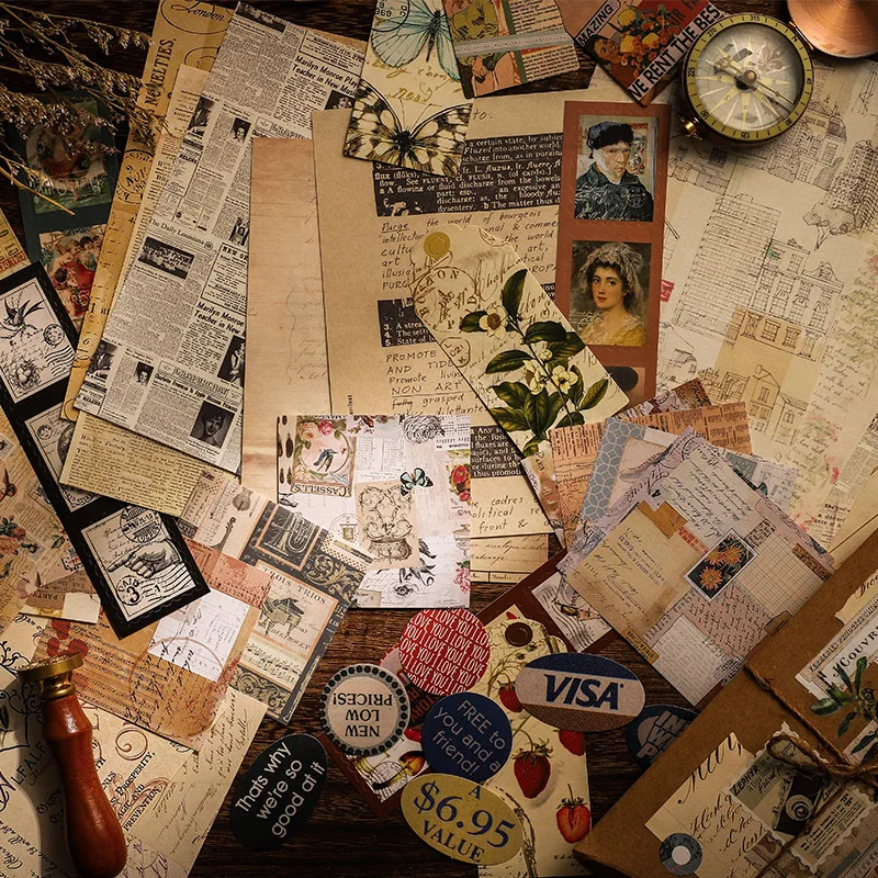 

Antique Collection Background Decorative Stickers Scrapbooking Collage Junk Journal Accessories Aesthetic Label Material Paper
