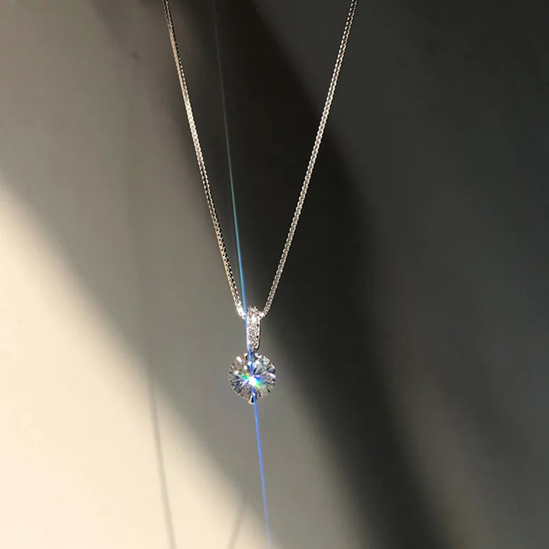 

New 2020 Geometric water drop necklace female simple clavicle chain fashion temperament pendant jewelry shiny zircon