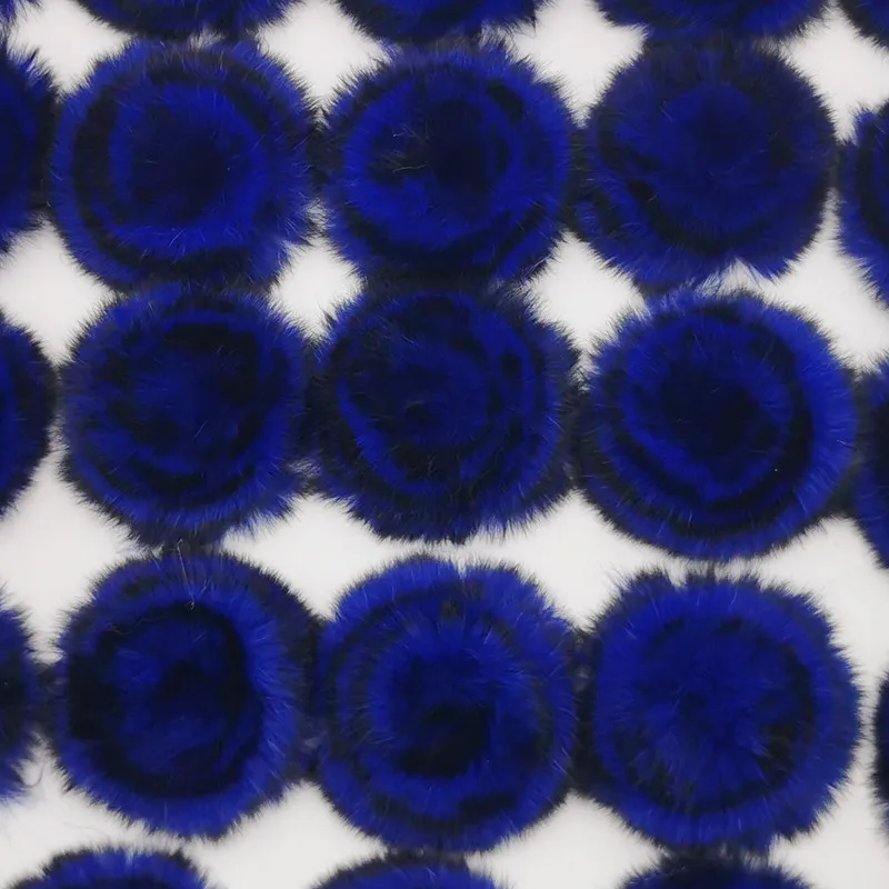 black and blue 25 шт. 5,5 см кролик рекс очень мягкий пушистый меховой помпон цветок сделай сам для изготовления ювелирных изделий - Цвет: black and blue