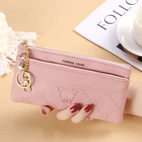 brand women fashion embroidery wallet pu leather lady ultra thin phone bag card holder wristlet money purse female zipper clutch