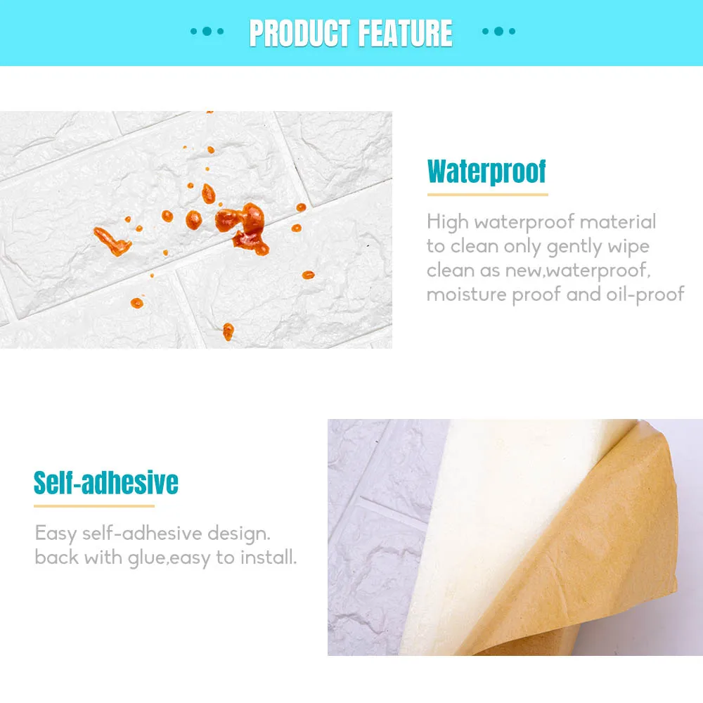 Самоклеящиеся обои 3D настенные клеящиеся панели с рисунком кирпича для гостиной