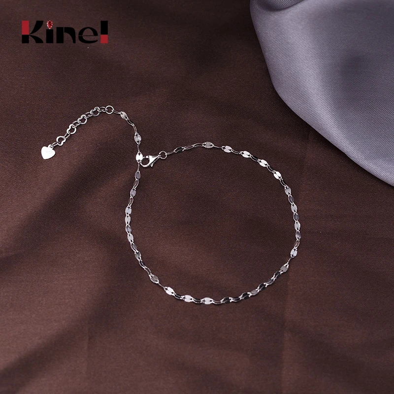 

Kinel Hot Sale Simple Bracelet On The Leg Real 925 Sterling Silver Women's Anklets for Foot Jewelry Silver Female Leg Chain