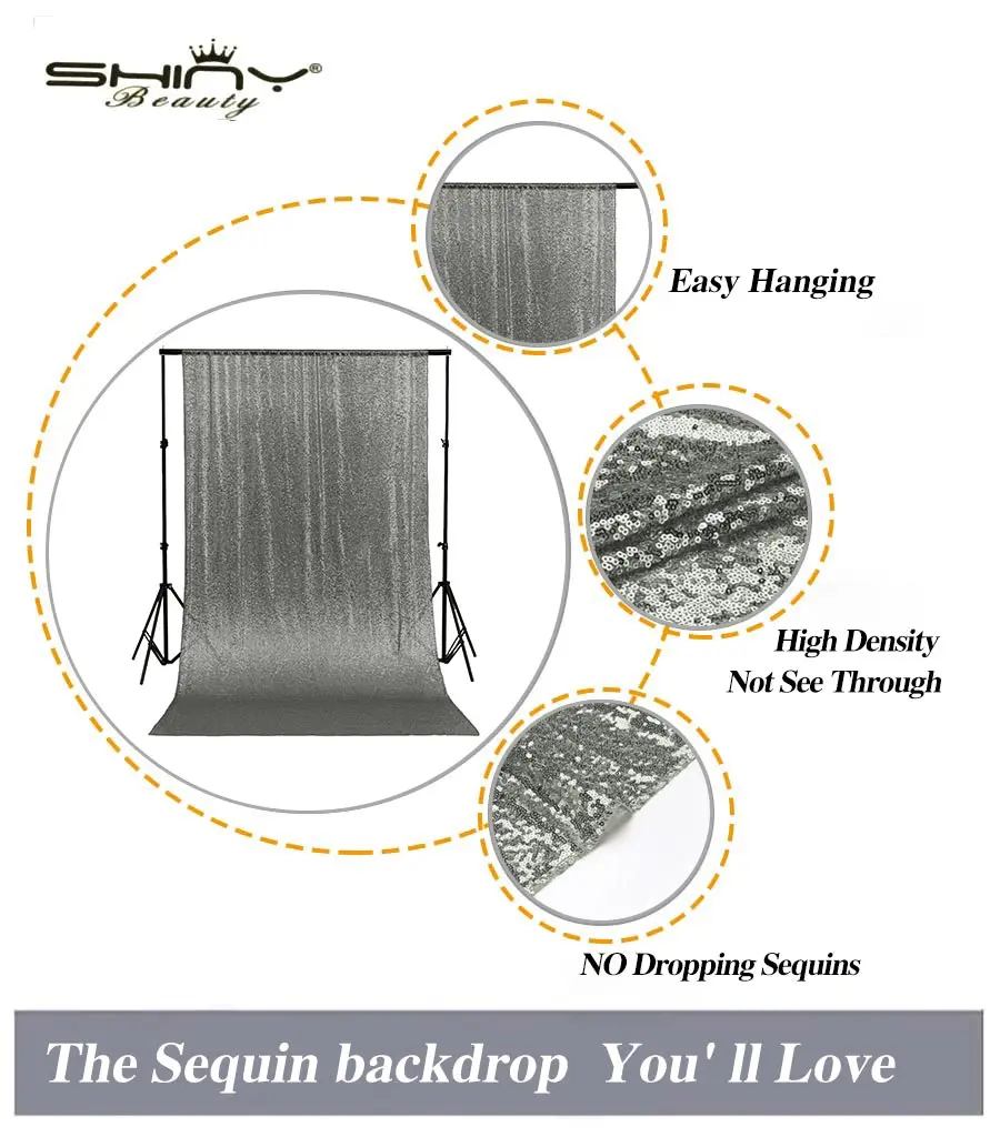 

ShinyBeauty 20x10FT Gunmetal Curtains For Living Room,Sequin Backdrop,Wedding Photo Booth,Sequin Phtotgraphy Backdrop For Party