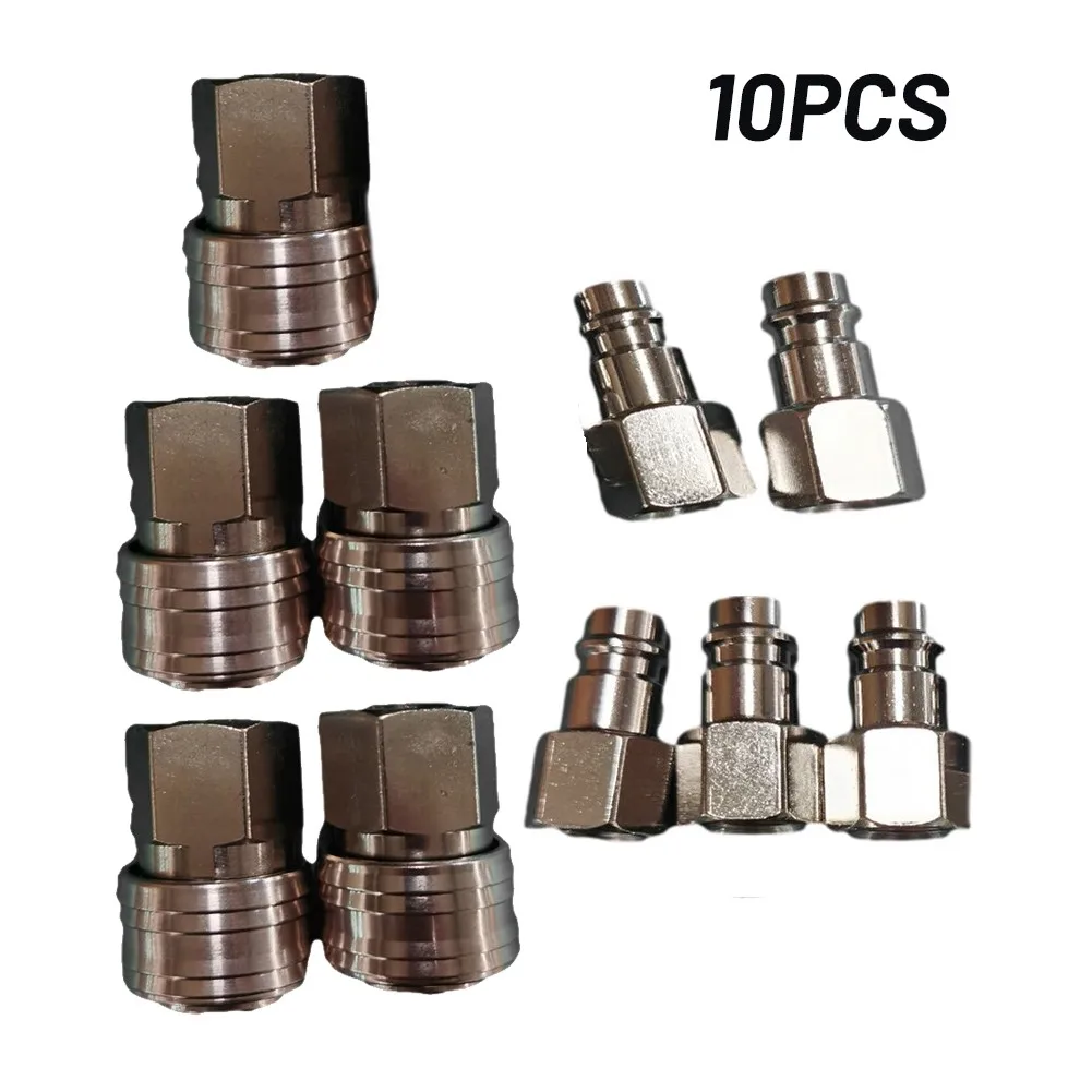 

7pcs Euro Compressor Air Line Coupler Connector Fitting 1/4 BSP Connect Release Zinc Plated For Corrosion Protection