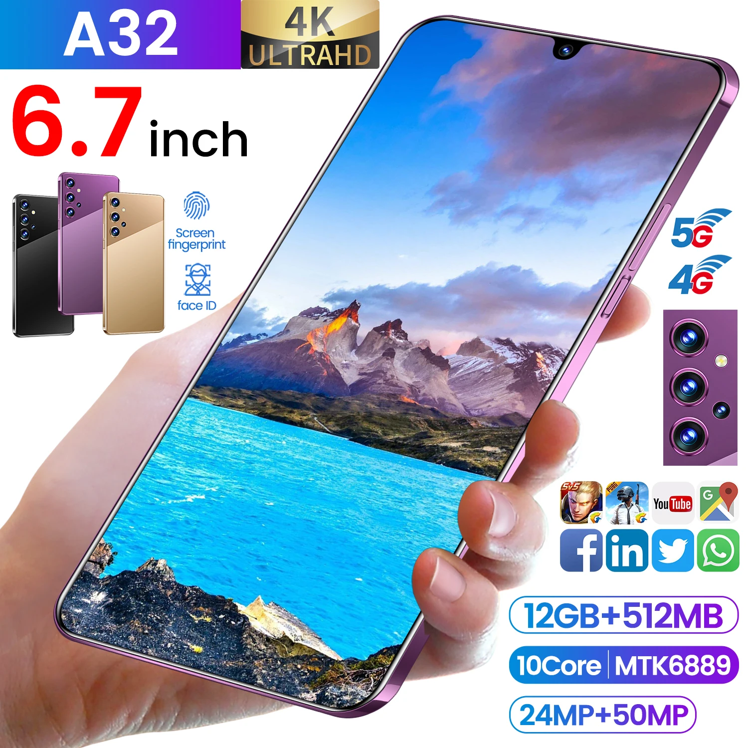 Топ продаж Galax A32 глобальная версия телефона 12 + 512 Гб MTK6889 10 ядерный Face ID Andriod 0 6000