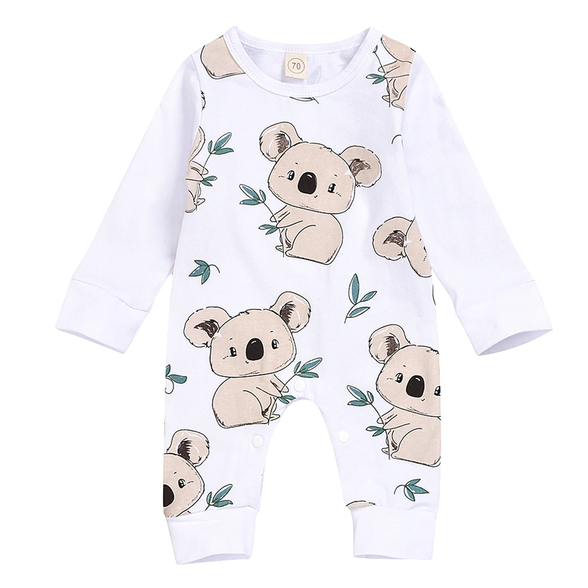 Puseky Newborn 100% Cotton Romper Infant Toddler Cute Koala printing Summer Long Sleeve Kids Jumpsuit Baby Boy Girl Clothes | Мать и