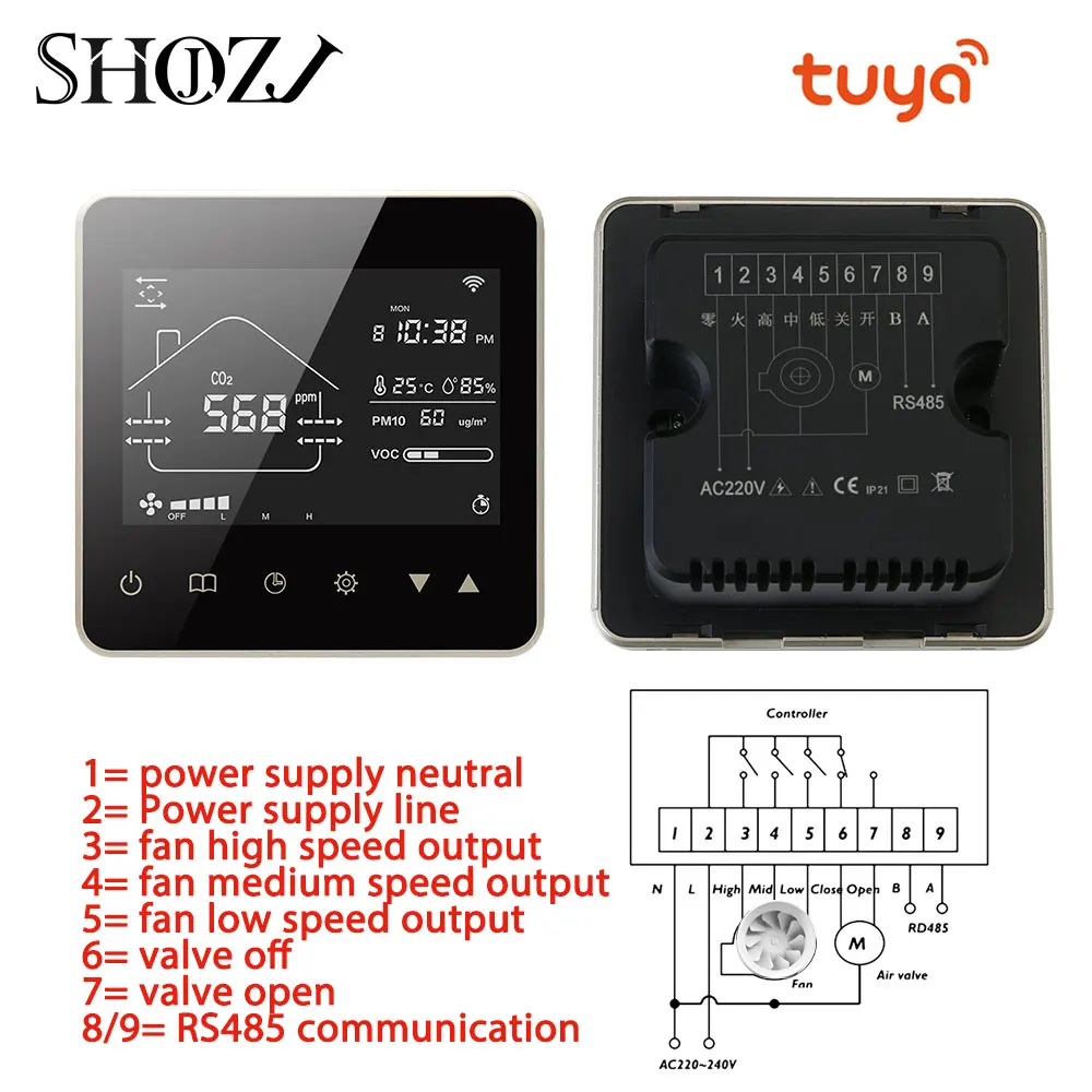 SHOJZJ WIFI RS485 MODBUS детектор VOC температуры влажности и CO2 PM2.5 датчик для управления