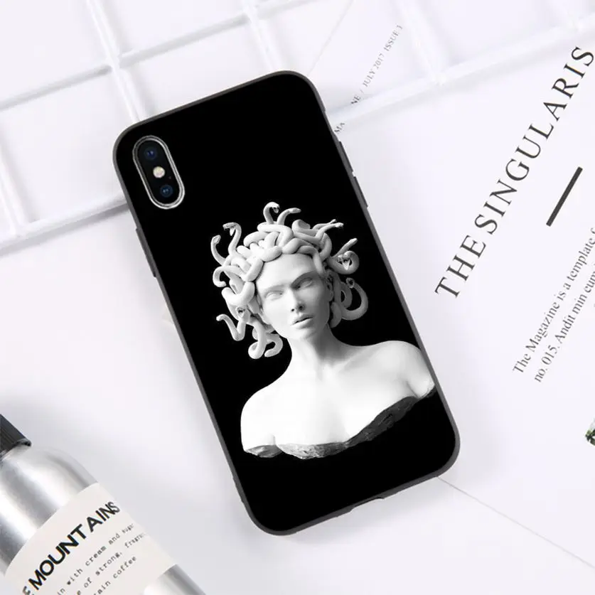 

Vintage Plaster Statue David Art Printing black Phone Case Cover Shell for iPhone 11 pro XS MAX 8 7 6 6S Plus X 5 5S SE XR case