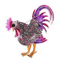 trendy big rooster brooch jewelry fashion multicolor crystal rhinestone enamel brooches animal pins for women hot sell gifts