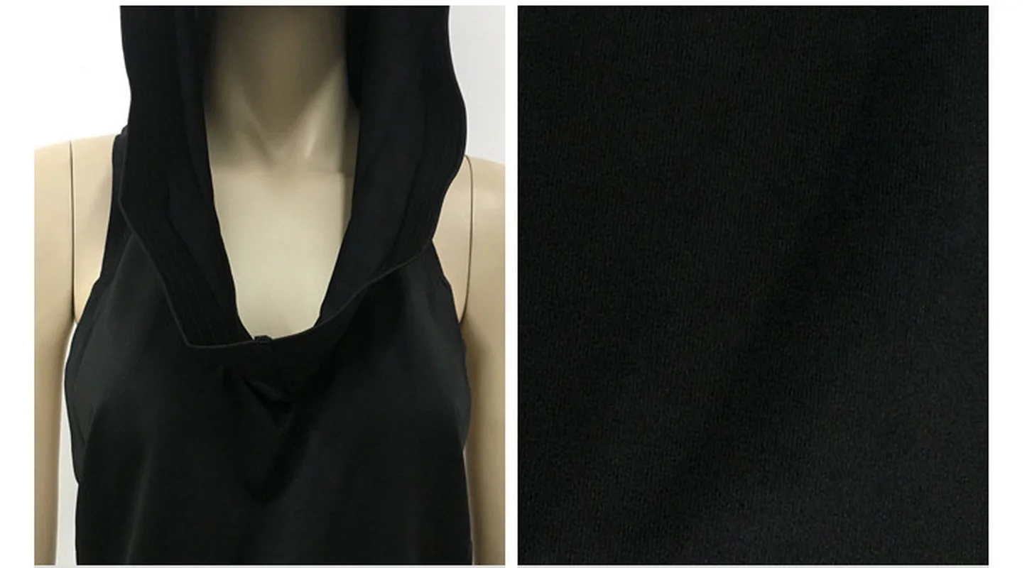 

Kalenmos Sexy V Neck Hooded Sleeveless Tank Slim Dress Women Costume Adult Cosplay Gothic Backless Top Party Night Club Vestidos