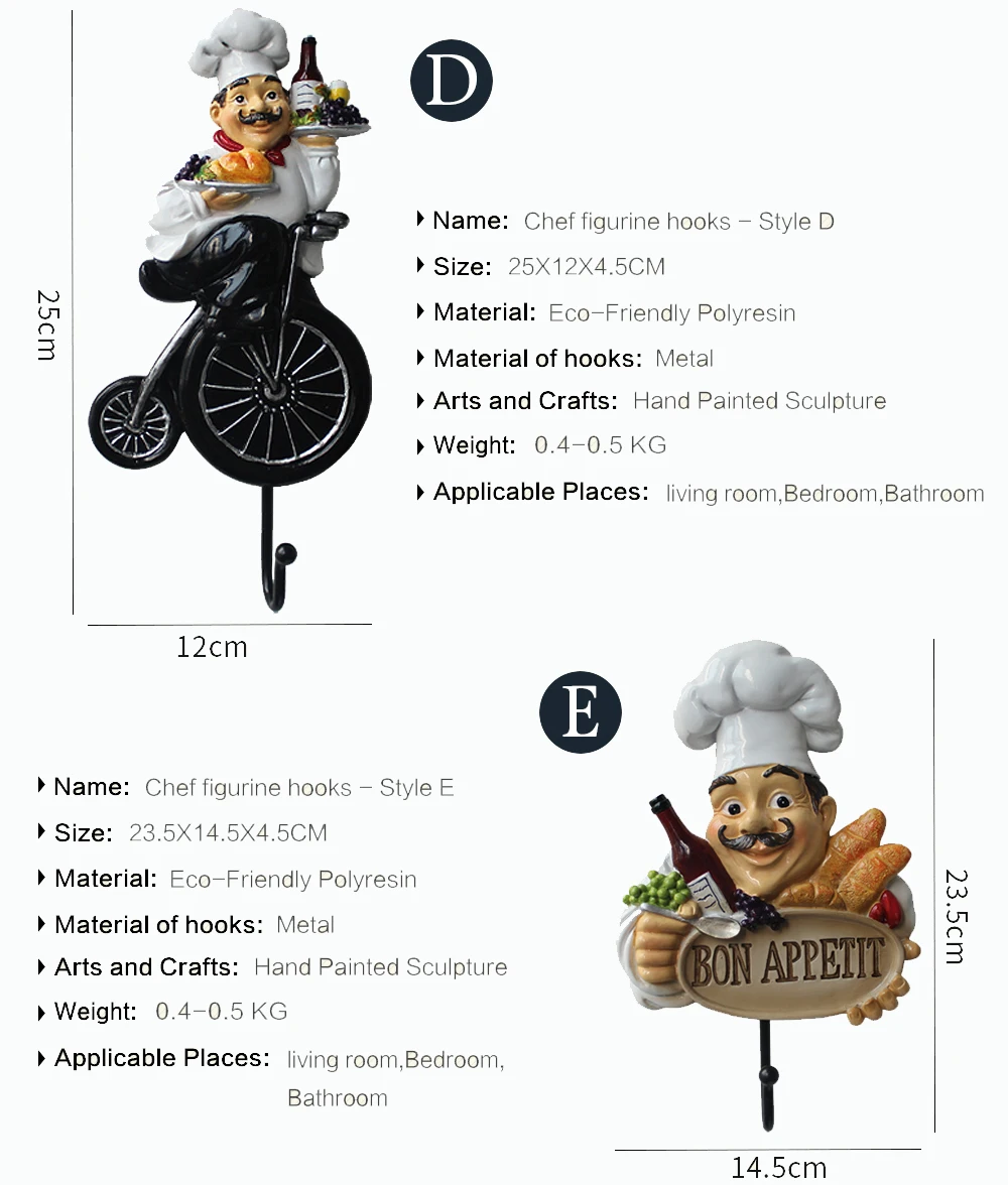 Креативные кухонные настенные крючки статуэтка шеф-повара настенная полка из