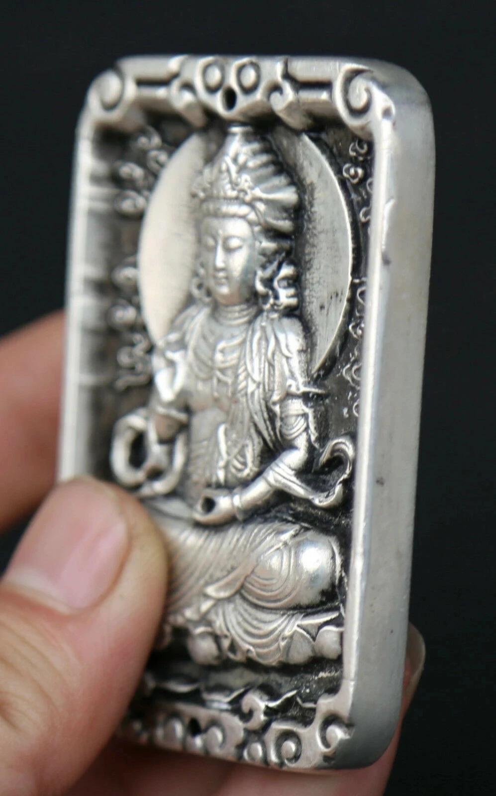 Кулон-Амулет из серебра 2 8 пробы с ручной резьбой в буддистском стиле Гуань Инь