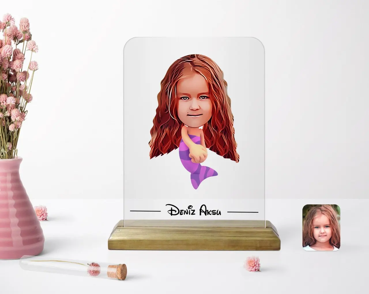 

Персонализированные ребенка женского пола Русалка карикатура деревянная стойка каркаса надежный специальная конструкция хорошее качеств...