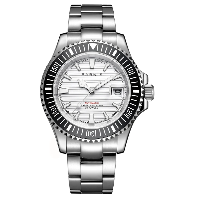 Parnis автоматические механические мужские часы Diver Miyota 8215 водонепроницаемые