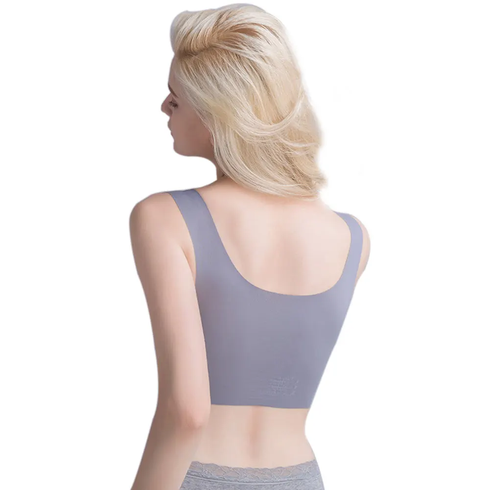 

Women Non Wired Sports Bra Wide Strap Skin-friendly Breathable Running Removable Pad Soft Sexy Seamless Smooth Full Cup Yoga
