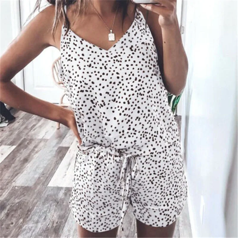 

Womens Pyjamas Set Leopard Print Short Night Wear LoungeWear Pajamas PJS Sleep