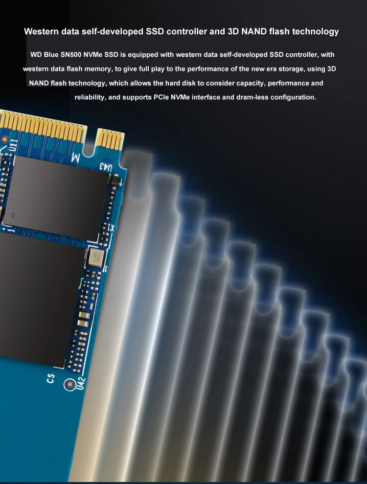 Western Digital Blue SN500 SSD 250 ГБ 500 Гб M.2 2280 NVMe PCIe Gen3* 2 Внутренний твердотельный накопитель для настольного компьютера/ноутбука