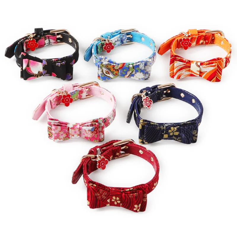 Галстук-бабочка в японском стиле регулируемый ошейник из искусственной кожи для