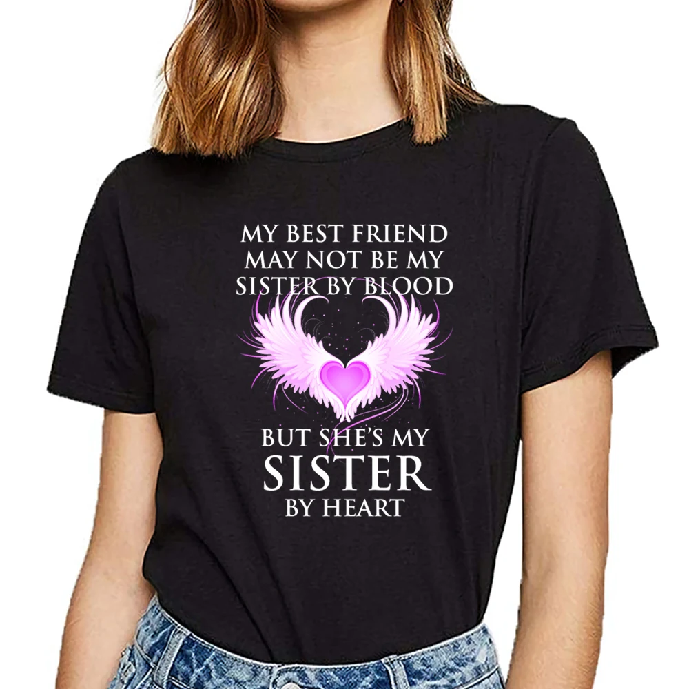 Женская футболка с надписью shes my sister by heart забавная короткая женская в стиле
