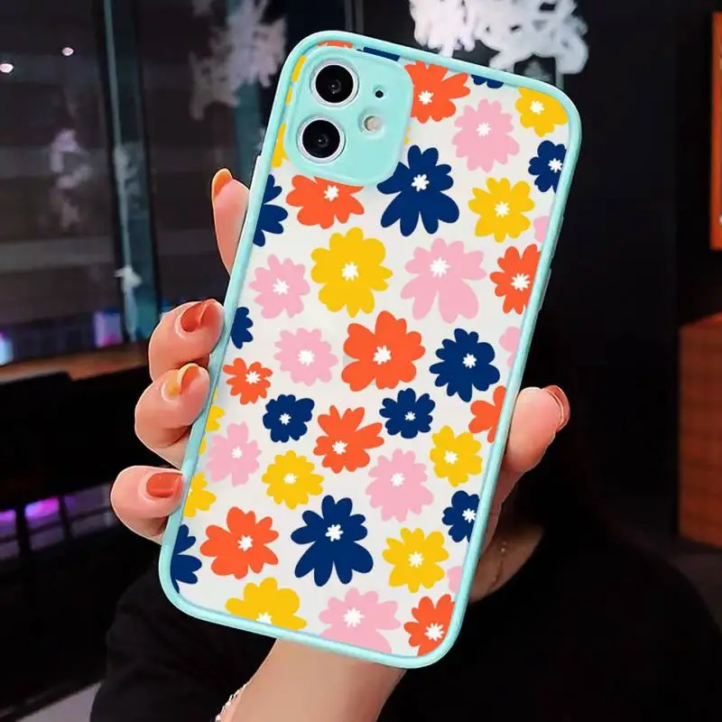 

Summer small daisies art pattern Phone Cases matte transparent For iphone 7 8 11 12 plus mini x xs xr pro max cover