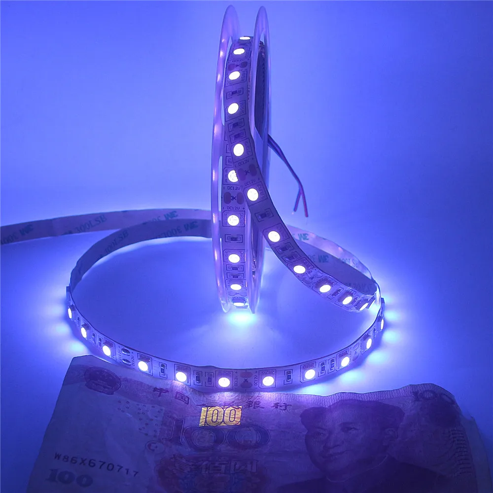 

DC 12V UV Ultraviolet 395-405nm led Strip Black Light 5050 SMD 60led/m Waterproof IP20 IP65 Tape Lamp For DJ Fluorescence Party