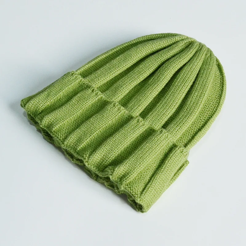 green Вязаные шапки и шапочки унисекс для детей, зимние теплые мягкие однотонные шапочки, шапки для мальчиков и девочек, детские милые шапки - Цвет: green