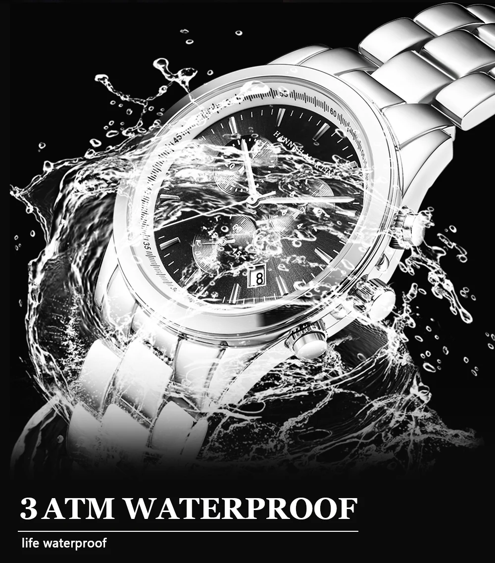 

New mens watch top brand luxury date calendar Display Full Black Wristwatch Quartz Sport Business men's clock relogio masculino