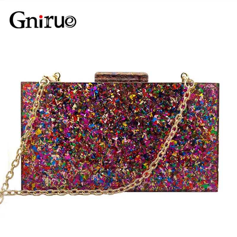 

Красочные Акриловые кошельки, женские вечерние клатчи, женская сумка на цепочке, Женская Роскошная Свадебная сумка для выпускного вечера, б...